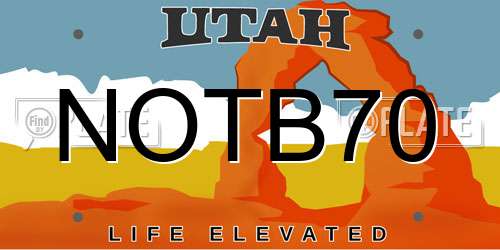 NOTB70 Utah License Plate
