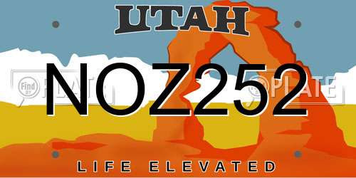 NOZ252 Utah License Plate