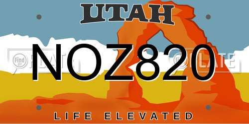 NOZ820 Utah License Plate
