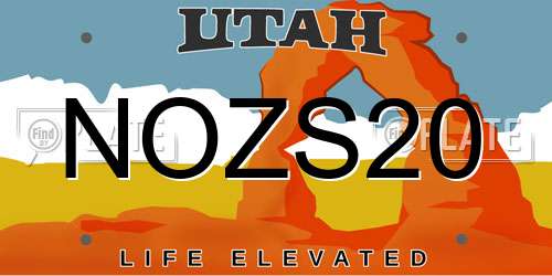 NOZS20 Utah License Plate