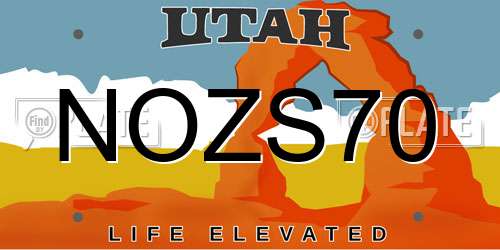 NOZS70 Utah License Plate