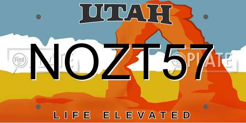 NOZT57 Utah License Plate