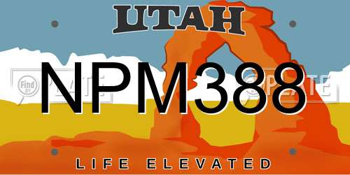 NPM388 Utah License Plate