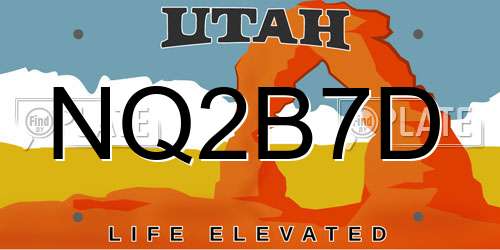 NQ2B7D Utah License Plate