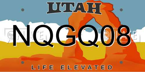 NQGQ08 Utah License Plate
