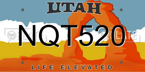 NQT520 Utah License Plate
