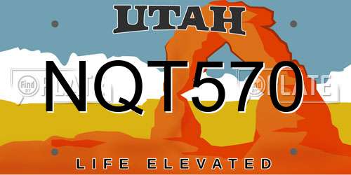 NQT570 Utah License Plate