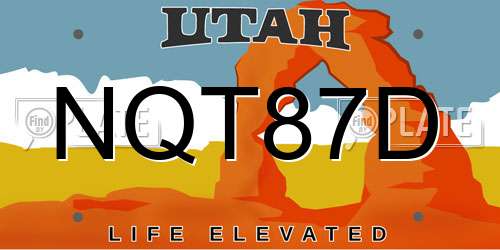 NQT87D Utah License Plate