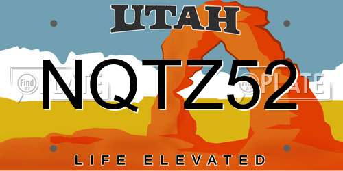 NQTZ52 Utah License Plate