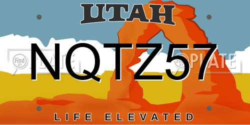 NQTZ57 Utah License Plate