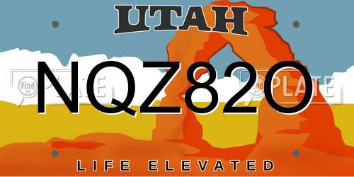 NQZ82O Utah License Plate