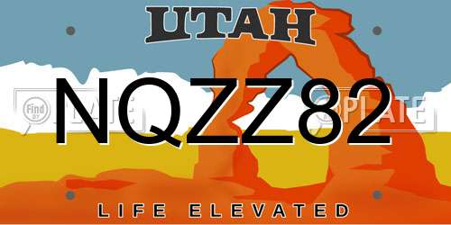 NQZZ82 Utah License Plate