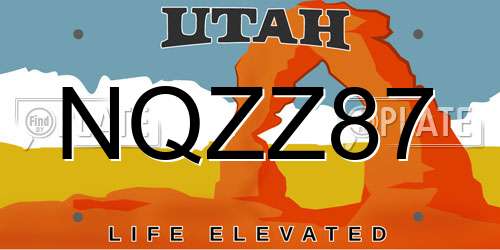 NQZZ87 Utah License Plate
