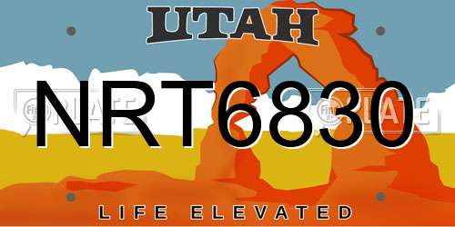 NRT6830 Utah License Plate