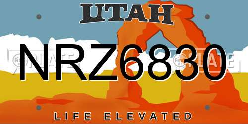NRZ6830 Utah License Plate