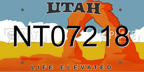 NT07218 Utah License Plate