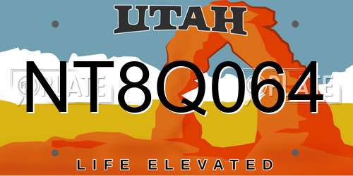 NT8Q064 Utah License Plate