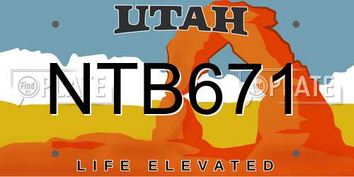 NTB671 Utah License Plate