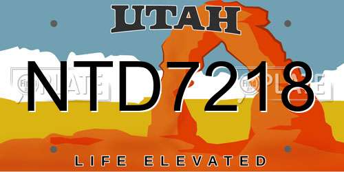 NTD7218 Utah License Plate