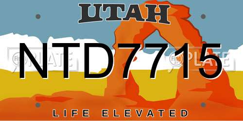 NTD7715 Utah License Plate