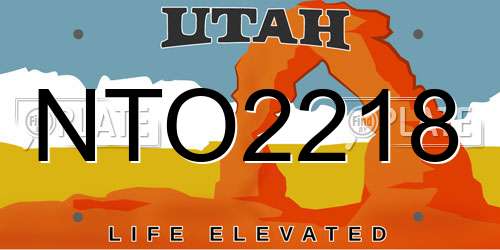 NTO2218 Utah License Plate