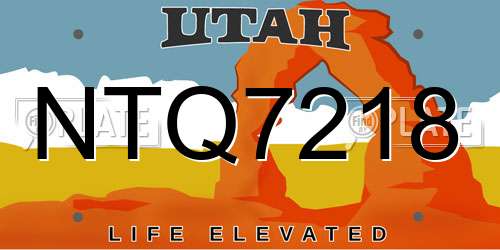NTQ7218 Utah License Plate