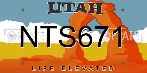 NTS671 Utah License Plate