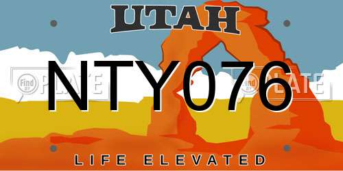 NTY076 Utah License Plate
