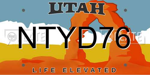 NTYD76 Utah License Plate