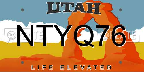 NTYQ76 Utah License Plate