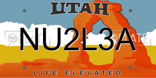 NU2L3A Utah License Plate