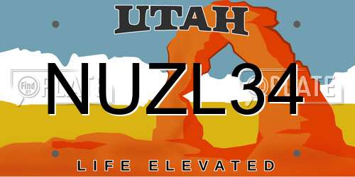 NUZL34 Utah License Plate