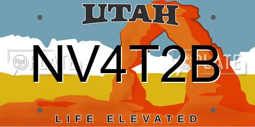 NV4T2B Utah License Plate