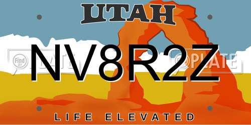 NV8R2Z Utah License Plate
