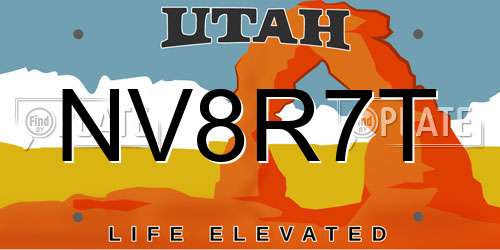NV8R7T Utah License Plate