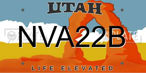 NVA22B Utah License Plate