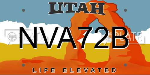 NVA72B Utah License Plate