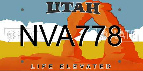 NVA778 Utah License Plate