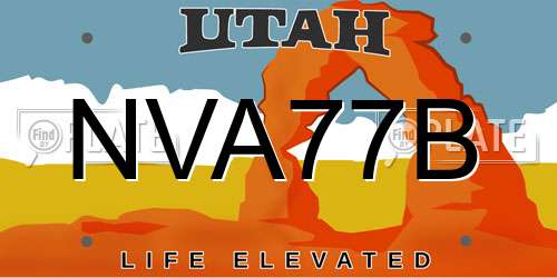 NVA77B Utah License Plate