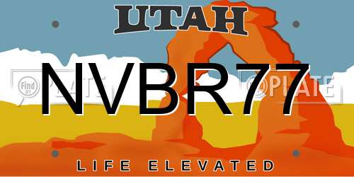 NVBR77 Utah License Plate