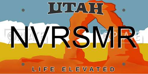 NVRSMR Utah License Plate