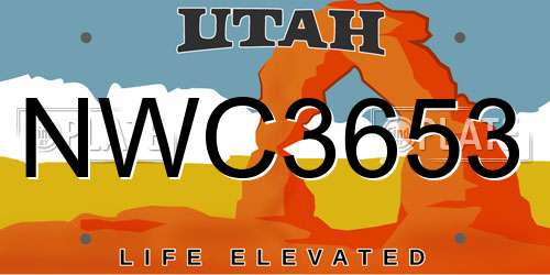 NWC3653 Utah License Plate