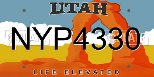 NYP4330 Utah License Plate