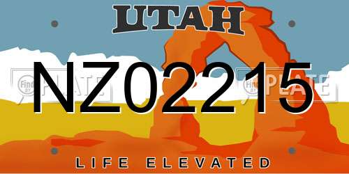 NZ02215 Utah License Plate