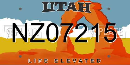 NZ07215 Utah License Plate
