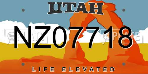 NZ07718 Utah License Plate