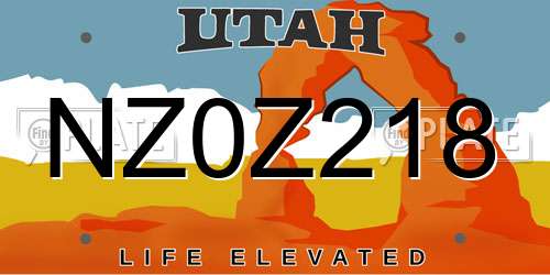 NZ0Z218 Utah License Plate