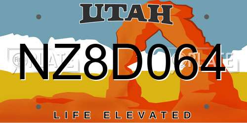 NZ8D064 Utah License Plate