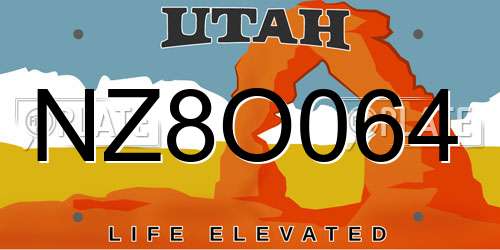 NZ8O064 Utah License Plate