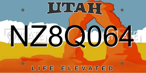 NZ8Q064 Utah License Plate